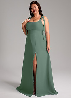 Azazie Debra Bridesmaid Dresses Eucalyptus A-Line with Pockets Chiffon Convertible Dress image11