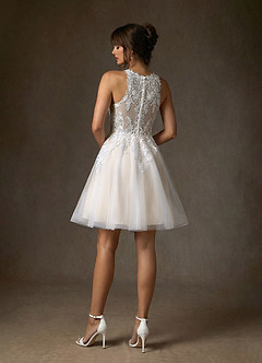 Azazie Melrose Hochzeitskleider A-Linie Herzausschnitt Spitze Kleid Diamantweiß Champagner image7