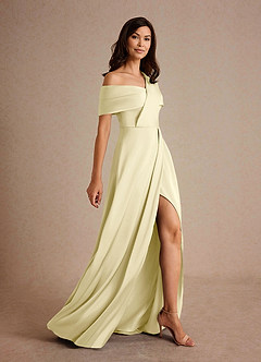 Azazie Milton 신부의 어머니 드레스 A라인 주름진 스트레치 새틴 플로어 길이 드레스 image2