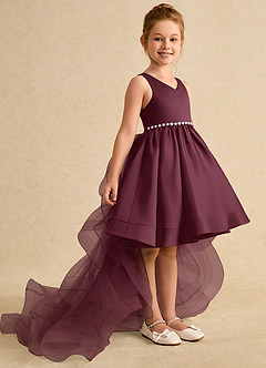 Azazie Julietta Robe Demoiselle D'honneur Fillette Robe Princesse en Tulle Convertible Cabernet image3