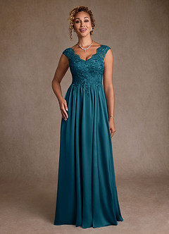 Azazie Amethyst Kleider für die Brautmutter A-Linie Spitze Kleid Tintenblau image4