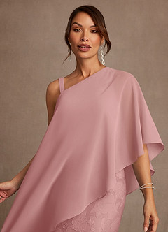 Azazie Wilma Mother of the Bride Dresses Dusty Rose Sheath One Shoulder Floral Burnout Dress image5