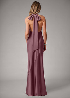 Azazie Velli Bridesmaid Dresses Amethyst Mermaid High Neck Stretch Satin Dress image4