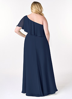 Azazie Lizzy Bridesmaid Dresses Dark Navy A-Line One Shoulder Chiffon Dress image9