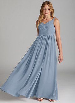 Azazie Chanel Junior Blushing Pink A-Line Sweetheart Neckline Chiffon Dress image2