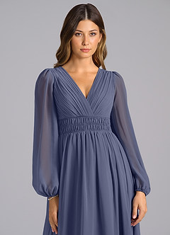 Azazie Palerma Bridesmaid Dresses Stormy A-Line Long Sleeve Chiffon Dress image6