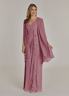 Azazie Manuella Mother of the Bride Dresses Vintage Mauve A-Line V-Neck Pleated Chiffon Dress image3