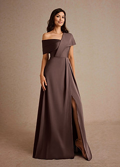 Azazie Milton Mère de la mariée Robes Robe Trapèze en Satin extensible Plissée Ganache image16