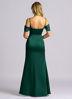 Azazie Auden Brudtärnklänningar Klä av Tubklänning i Stretch Satin Av axeln Smaragdgrön Konvertibel image2