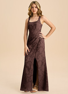 Azazie Mero Junior Abito Tubino in Burnout Floreale Plissettato Ganache image5