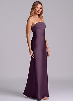 Azazie Ailanie Brudtärnklänningar Klä av Tubklänning i Stretch Satin Axelbandslös Plommon image4