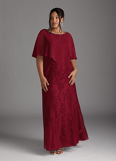 Azazie Whilhelmina Mother of the Bride Dresses Burgundy Mermaid Lace Chiffon Dress image11