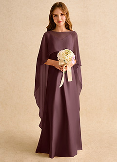 Azazie Fishie Girls Formal Flower Girl Dresses Sangria A-Line Matte Satin Dress image3
