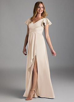 Azazie Omari Bridesmaid Dresses White Alabaster A-Line Stretch Satin Dress image5