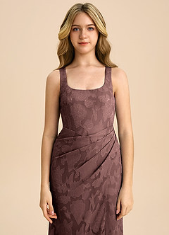 Azazie Mero Junior Etui Plissee Blumen-Burnout Kleid Espresso image7