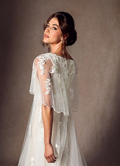Azazie Renesmee Robes de mariée Robe Trapèze en Tulle Paillettes Diamant Blanc Champagne image6