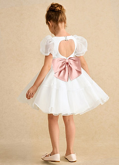 Azazie Debbie Flower Girl Dresses Ivory Rosette Ball-Gown Sweetheart Neckline Organza Dress image9