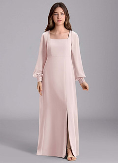 Azazie Bondi Junior Vestido de Rosa Rubor de Gasa de Corte en A con Blusón image7