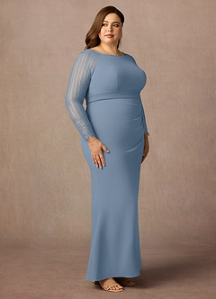 Azazie Peggy vestidos de madre de la novia Vestido de Azul Polvoriento de Encaje de Recto image9