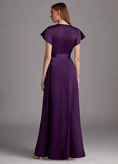 Azazie Nico Robes de demoiselle d'honneur Robe Trapèze en Satin extensible Col en V Grain De Raisin image3