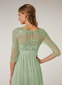 Azazie Tutu Mother of the Bride Dresses Dusty Sage A-Line Boatneck Lace Chiffon Dress image6