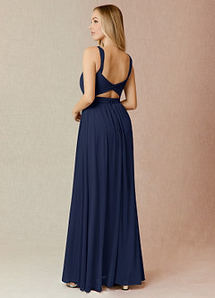 Azazie Reniya Bridesmaid Dresses Dark Navy A-Line Pleated Mesh Convertible Dress image2
