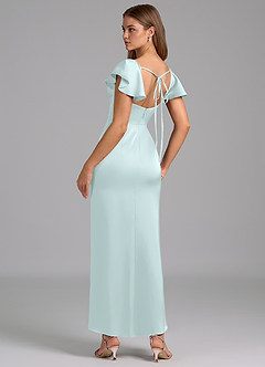 Azazie Demia Bridesmaid Dresses Sea Glass Sheath Sweetheart Neckline Stretch Satin Dress image2