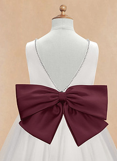 Azazie Seline Blumenmädchenkleider A-Linie Schleifen Tüll Kleid Elfenbein Cabernet image9