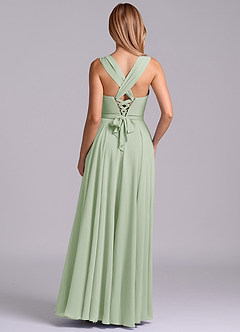 Azazie Darana Final Sale Dusty Sage A-Line Corset Chiffon Dress image7