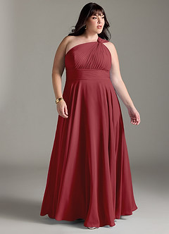 Azazie Charlize Bridesmaid Dresses Pomegranate A-Line One Shoulder Chiffon Dress image9