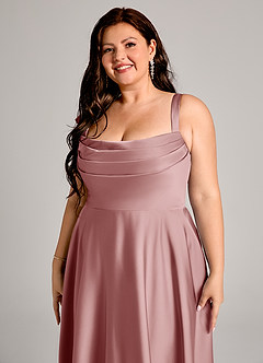 Azazie Shaude Brautjungfernkleider A-Linie Plissee Stretch-Satin Kleid Altrosa image9