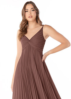 Azazie Raychelle Robes de demoiselle d'honneur Robe Trapèze en Mousseline de soie Col en V Expresso image6