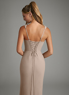 Azazie Asa Bridesmaid Dresses Taupe Sheath Corset Chiffon Dress image7