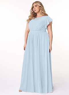 Azazie Daphne vestidos de dama de honor modestos Vestido de Corte en A Volantes Hasta el suelo Gasa image9