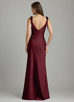 Azazie Shannon Vestidos de damas de honor Vestido Cabernet de Satén Elástico de Corte Sirena con Lazo image6