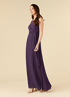 Azazie Marchioness Mother of the Bride Dresses Plum A-Line Scoop Pleated Chiffon Dress image3