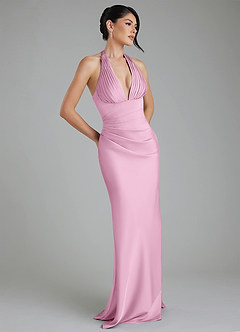 Azazie Torrance Robes de demoiselle d'honneur Robe Sirène en Satin extensible Corset Rose Bonbon image1