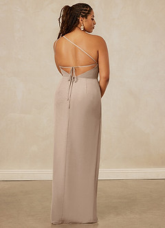 Christian Siriano Bridal for Azazie 1003 Brautjungfernkleider Etui One-Shoulder Chiffon Kleid Taupe image15