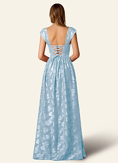 Briar Blu Polvere Abito da ballo lungo plissettato image2