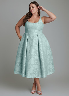 Azazie Amalie Bridesmaid Dresses Mist A-Line Pleated Floral Burnout Dress image12