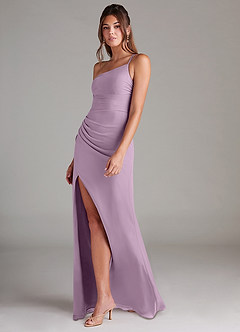 Azazie Eren Bridesmaid Dresses Wisteria Sheath One Shoulder Chiffon Dress image5