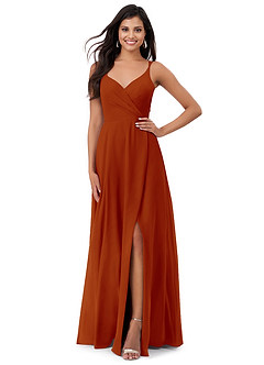 Azazie Lennon Bridesmaid Dresses Paprika A-Line Lace Chiffon Dress image1