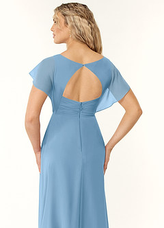 Azazie Rylee Bridesmaid Dresses Steel Blue A-Line Pleated Chiffon Dress image2