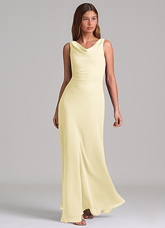 Azazie Nerine Bridesmaid Dresses Lemon Sorbet A-Line Pleated Chiffon Dress image1