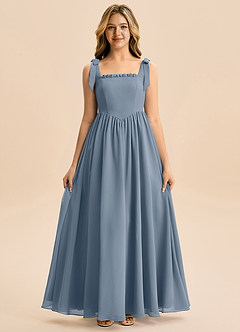 Azazie Delia Junior Abito A-Line in Chiffon Fiocco Crepuscolo image5