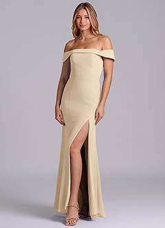 Azazie Luciana Champagne Chiffon Bridesmaid Dresses | Azazie