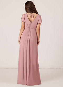 Azazie Peony Junior Dusty Rose A-Line Pleated Chiffon Dress image2