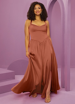 Barbie ♥ Azazie Bridesmaid Dresses Cedar Rose A-Line with Pockets Stretch Satin Dress image10