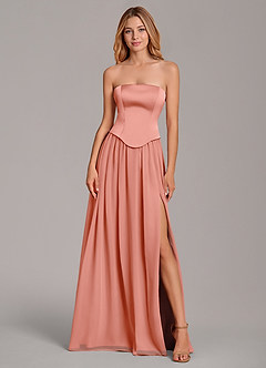 Azazie Cadence Suknie dla druhen Linia A Gorset Satyna elastyczna Do ziemi Sukienka image5