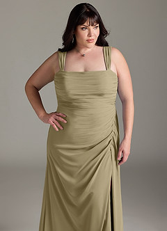 Azazie Jesaphine Bridesmaid Dresses Moss Green Sheath Bow Chiffon Dress image13
